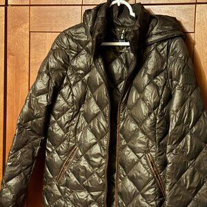 Polo Ralph Lauren Down Coat Hoodie In Olive Green Sz M